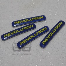 ALLOY WHEEL RIM LIP EDGE BADGES SET BADGE REVOLUTION WHEELS BLUE STICKERS 34mm