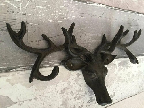Cast iron hanging stag hook - iron, 6
