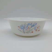 Vintage Pyrex England BLUE IRIS medium casserole dish 22cm approximately 