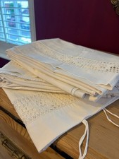 Vintage White Cotton pillow case (x1) and single sheets (x2) with ladder work