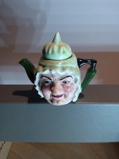 Artone England Porcelain Hand Painted Double Sided Headed Miniature Tea Pot