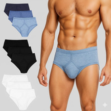 12 Pairs 6 , 3 Men's Y-Fronts Underpants, 100% Pure Cotton Underwear, S L XL 5XL