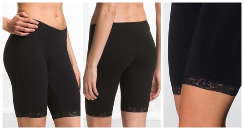 Ladies black cotton rich - rich, lace