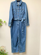 M&S Denim Boiler Suit Jumpsuit UK 20 Regular NWOT Blue Utility Marks Spencer