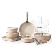 Sensarte Nonstick Ceramic Pots & Pans Set Detachable Handle