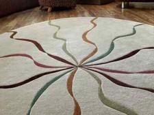 Hand Tufted Round Rug 100% Wool Area Abstract Rug For Living Room, Bedroom, Hall