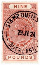 (I.B) New Zealand Revenue : Stamp Duty £9 (1882) 
