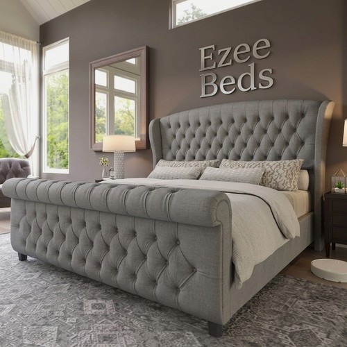 Scroll sleigh bed frame - bed,