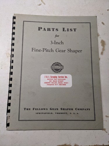 Fellows service parts list - fellows,
