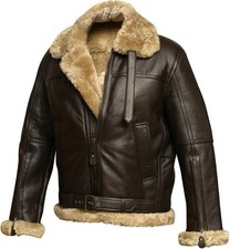 Men’s B-3 Shearling Bomber Jacket | Genuine Leather Aviator Flight Coat