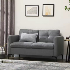 Modern 2 Seat Loveseat Sofa by Versatile Home & Garden – Grey Upholstered Settee