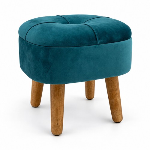 Blue velvet round - velvet, storage
