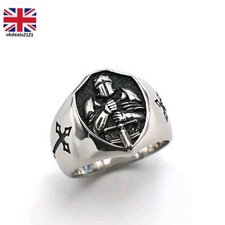 Mens Signet Ring Warrior Cross Helmet & Armor Hero Design US Size 9 / UK R½