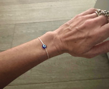 925 Sterling Silver Evil Eye Bracelet, Dainty Bracelet 