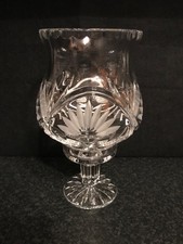 Large Vintage Crystal Candle Holder With Etched Floral Design Heavy Item New