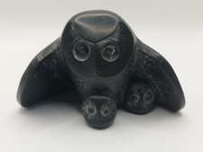 Vintage Pearlite Stonecraft Owl Family; Owl & Owlets Carved Sculpture