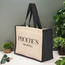 Personalised Tote Bag Custom Large Jute Shopping Bag With Custom Name & Text