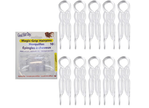 Clear magic grip hair pins - grip,