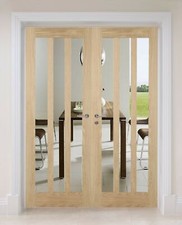 door pair internal french doors aston 3L clear glass oak unfinished double doors