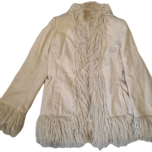 Vtg beige cream afghan jacket - vtg,