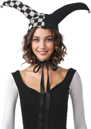 Black white checkered - black, jester