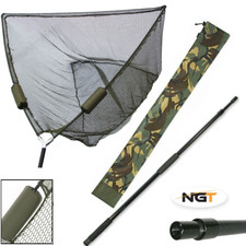 CARP FISHING 50" INCH GREEN NGT DUAL FLOAT LANDING NET, HANDLE, CAMO STINK BAG