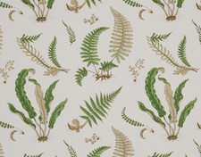 GP & J BAKER CURTAIN FABRIC DESIGN Ferns Linen 3.2 METRE GREEN/STONE LINEN BLEND