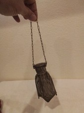 French Silver Plated Chain Mail Expanding Gate Coin Purse Bag- Modele FM Depose