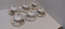6 Vintage Bone China Colclough Teacups + 6 Saucers floral Design