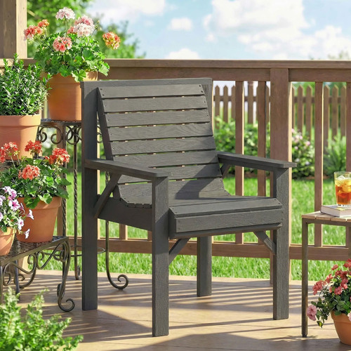 Grey wooden garden chair - wooden,