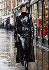 Women PVC Vinyl Shiny Black