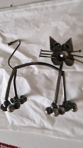 Metal cat ornament figurine - metal, ornament/figurine