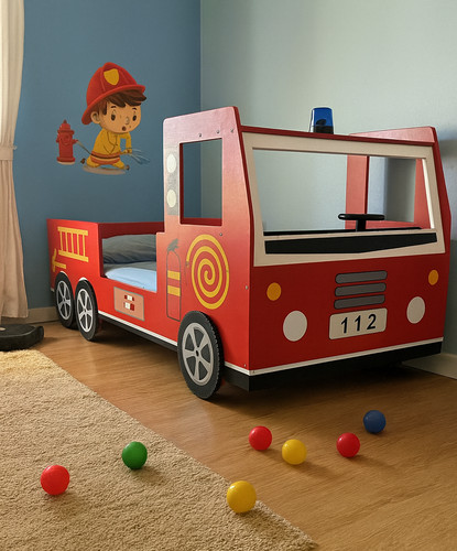 Children fire engine bed frame - children,