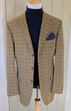 Pal Zileri Brown and Navy Houndstooth Check Wool Blazer Jacket Made in Italy