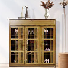 4 Tier Bamboo Shoe Cabinet Shelf Hall Cupboard Organiser Stand Holder Storage