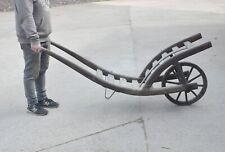 old wooden barrel trolley vintage flatbed market barrow trolley wooden wheel