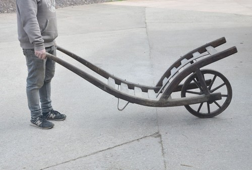 Old wooden barrel trolley - barrel,