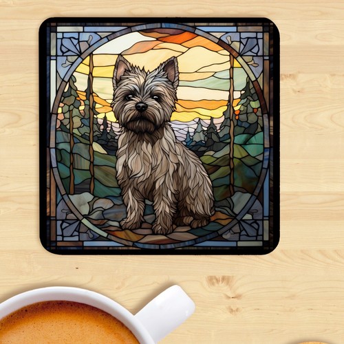 Pet dog coaster stained - dog, glass