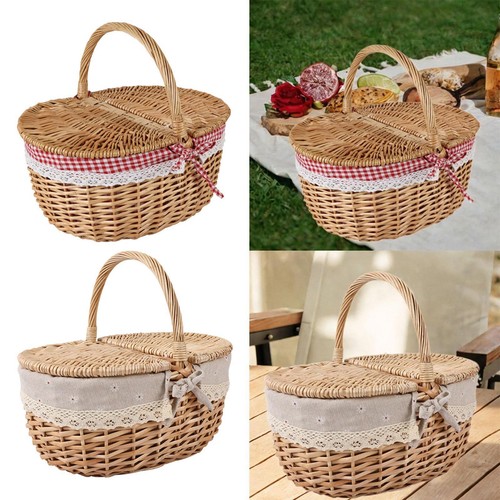 Wicker picnic basket - basket, lid