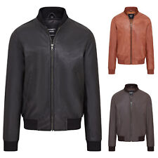Men's Varsity Leather Bomber Jacket Casual 100% Soft Lamb Nappa MA-1