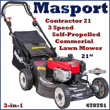 Masport Contractor 21" Heavy Duty Commercial Petrol Garden Lawnmower Lawn Mower