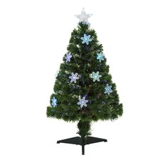 HOMCOM 3FT Green Fiber Optic Full Lights Christmas Tree Multi LED Stars