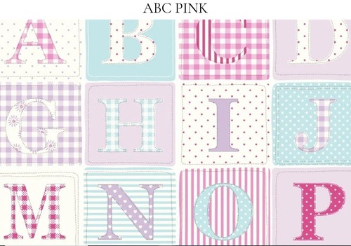Oilcloth tablecloth abc pink - abc,
