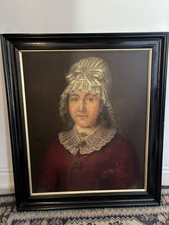 Antique ? French Oil Portrait Painting Of A Young Lady. Signed. 1816. 
