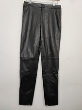 Zara Leggings Women Size M Black High Rise Ankle Faux Leather Tapered Zipped
