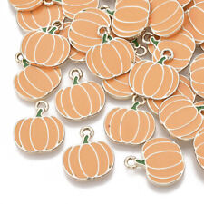Enamel Charms Orange Pumpkin Gold Base Small Pendant 19mm x 16mm 10pcs E79