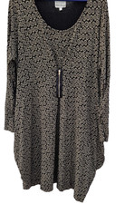 Masai Clothing Company Lagenlook Flora Black F Jersey Dress Zip M  14 16 Pockets