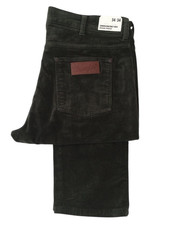 Mens Wrangler Greensboro Regular Tapered Cord / Corduroy Pants Zip Fly - Forest