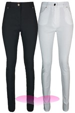 Ladies High Waist Trousers SLIM SKINNY Quality School Work Stretch Pants 6-14
