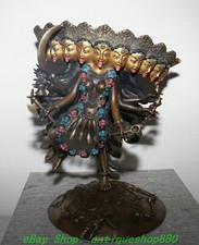 11.8'' Old Tibetan Purple Bronze 24K Gold Painting Maricidevi Buddha Statue